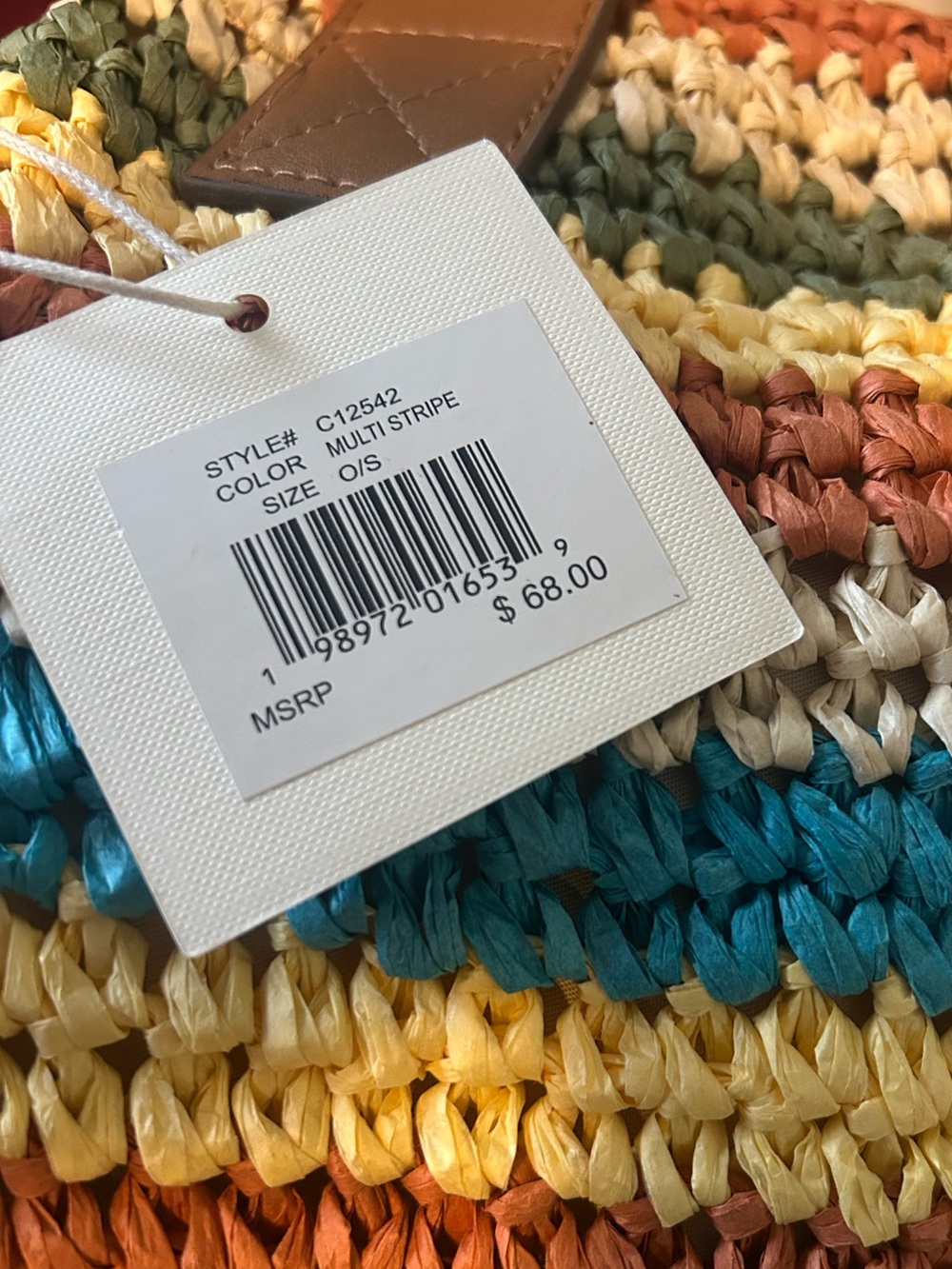 Sol and Mer Raffia Striped Drawstring Handbag NWT - Picture 11 of 11